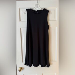 Black Sleeveless Dress with Ruffle Trim